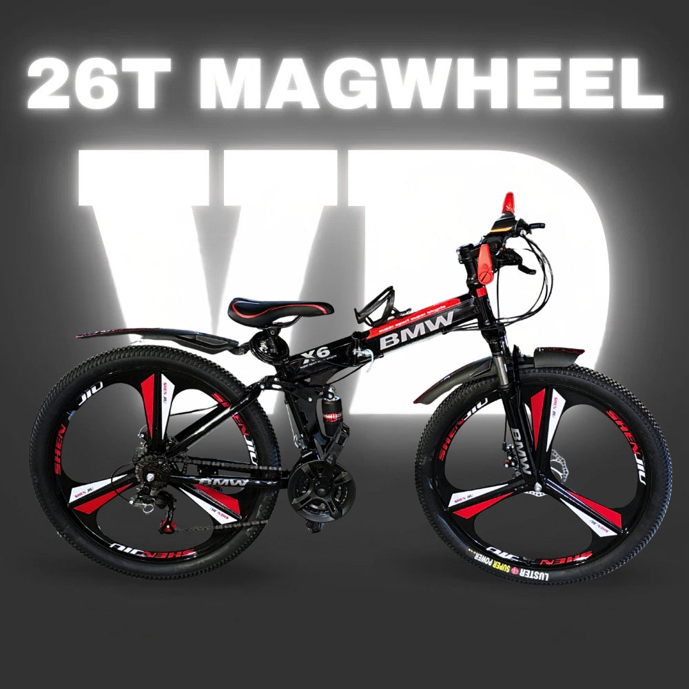 BMW 26T Folding Cycle Black with Shimano 21 Gear and Disc Brakes