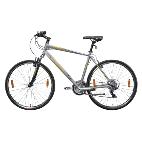 FIREFOX Road Runner Pro V 700C Hybrid City Bike (21 Gear, Silver) | Men's Bicycle | 98% Assembled
