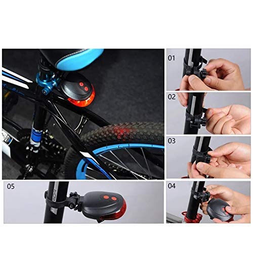 PROTOS INDIA.NET ™ Bike Cycle Light Laser Tail Light 5 LED 7 Mode Rechargeable Safety Rear Warning Back Rear Bicycle Light