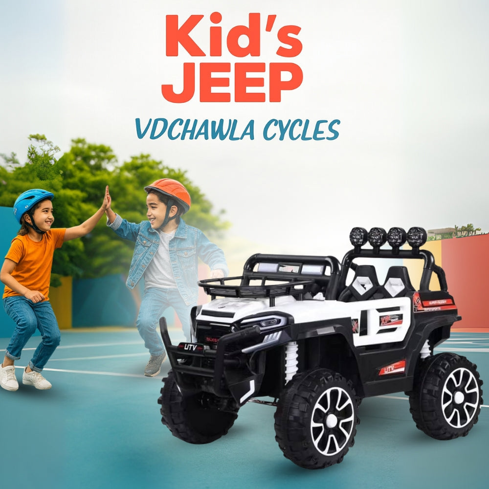 6188 Ride On Jeep for Kids (white, Battery Operated 4x4)