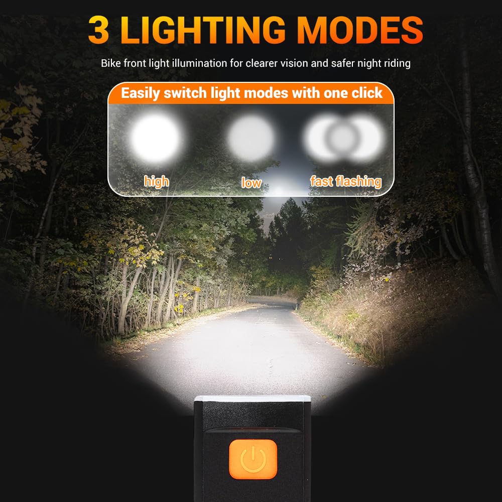 VICTGOAL Cycle Light Type-C Rechargeable Front Light for Cycle Waterproof High Bright Anti-Glare Bicycle Light with 3 Lighting Modes for Night Riding (Black)