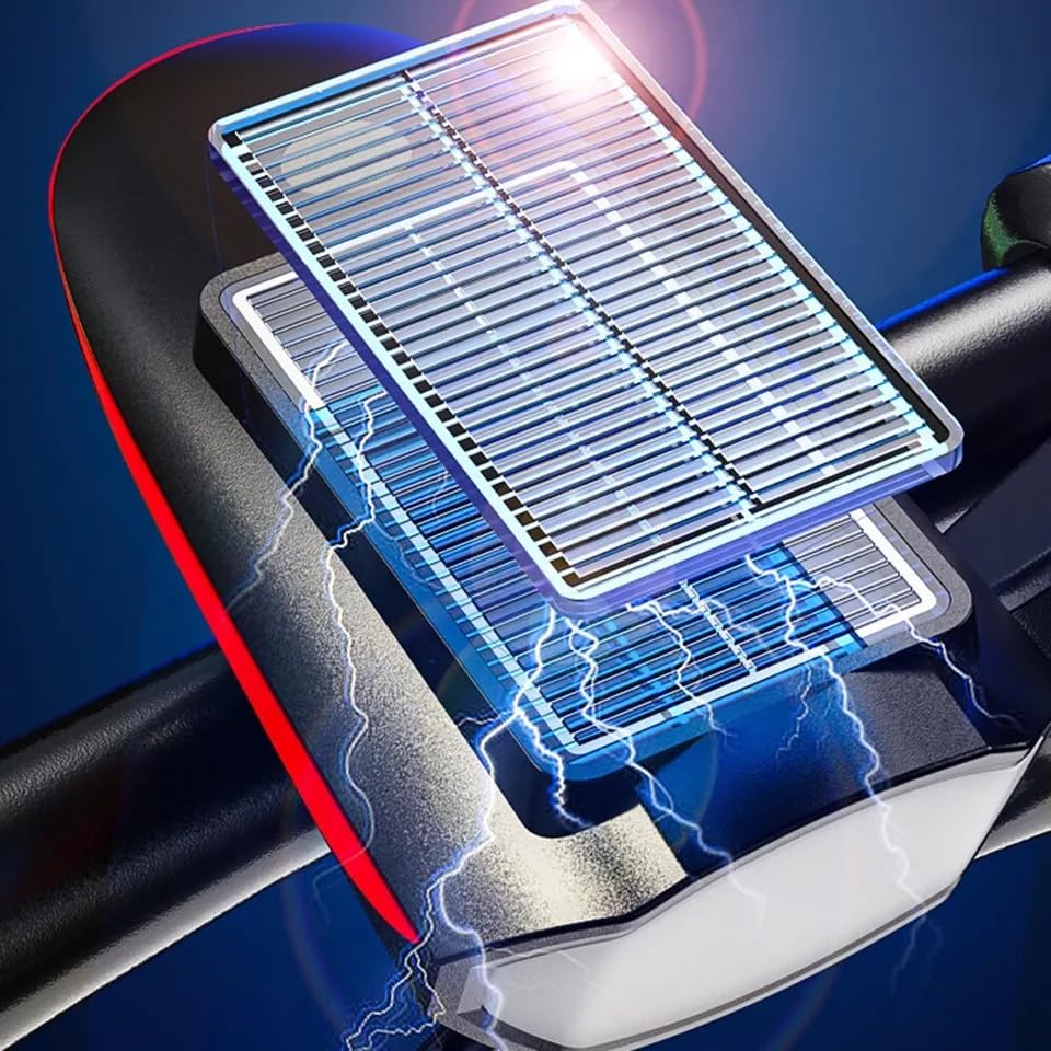Techista Solar & USB Rechargeable (both options)- Cycle Light - (3 Modes) Cycle Light and Horn | Cycle LED Front Light | Cycle Headlight | Cycle Bell (Color May Vary)- charge with sun light