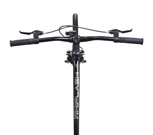 “Top view of FIREFOX Whiplash 700C T Hybrid Bike’s handlebar and front stem with brake levers, against a white background”