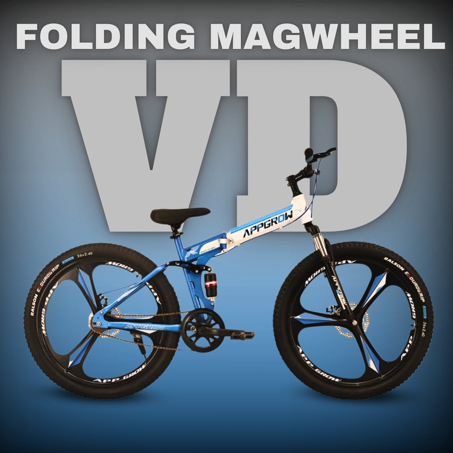Appgrow folding cycle for adults – side view Blue