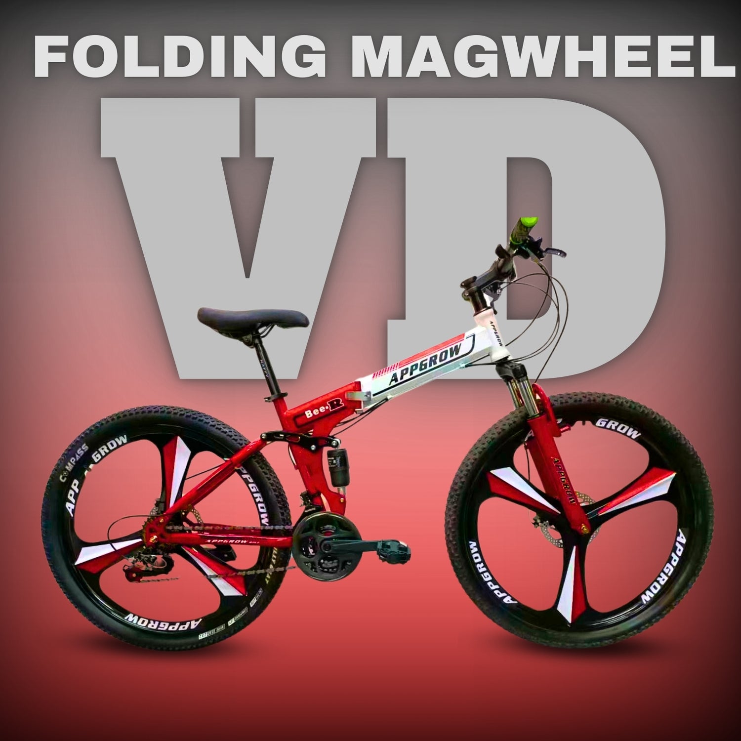 Ergonomic handlebar of Appgrow adult folding bicycle red