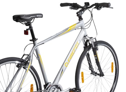 FIREFOX Road Runner Pro V 700C Hybrid City Bike (21 Gear, Silver) | Men's Bicycle | 98% Assembled