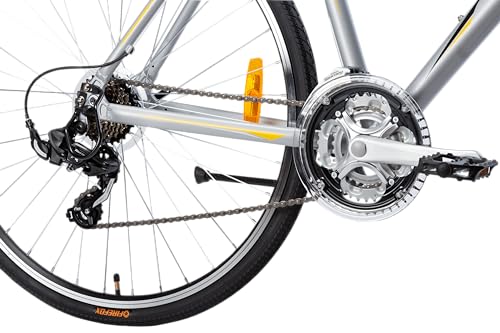 FIREFOX Road Runner Pro V 700C Hybrid City Bike (21 Gear, Silver) | Men's Bicycle | 98% Assembled