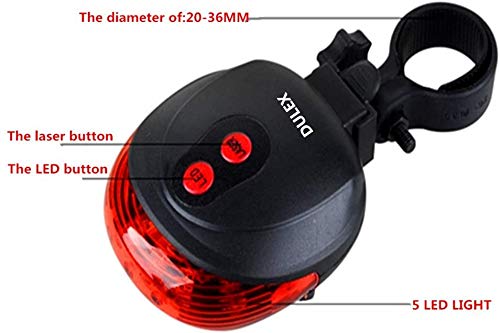 PROTOS INDIA.NET ™ Bike Cycle Light Laser Tail Light 5 LED 7 Mode Rechargeable Safety Rear Warning Back Rear Bicycle Light