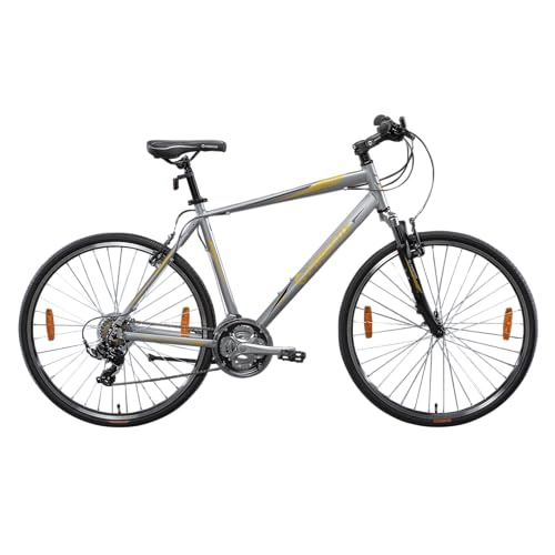 FIREFOX Road Runner Pro V 700C Hybrid City Bike (21 Gear, Silver) | Men's Bicycle | 98% Assembled