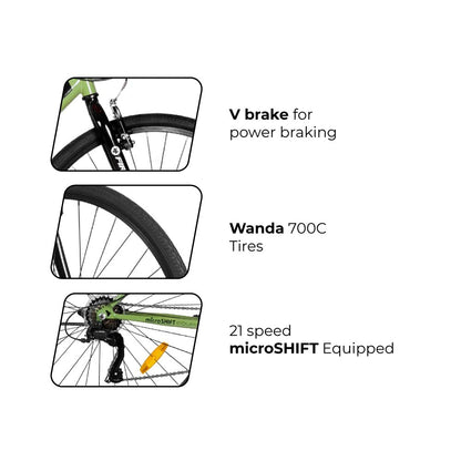 Firefox Bikes Bad Attitude 8, 21 Speed Unisex City Bike,Frame Size: 18 inch, 700C, Green,First Free Service Available, Rigid - 98% Assembled Cycle