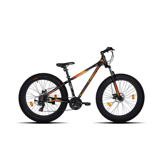 Firefox Bikes Swagfire 26T 21 Aluminum-Alloy Speed Fat Mountain Bike (Matt Black) Frame: 16 in, Ideal for Unisex, Front, 16 Inches - 98% Assembled Cycle