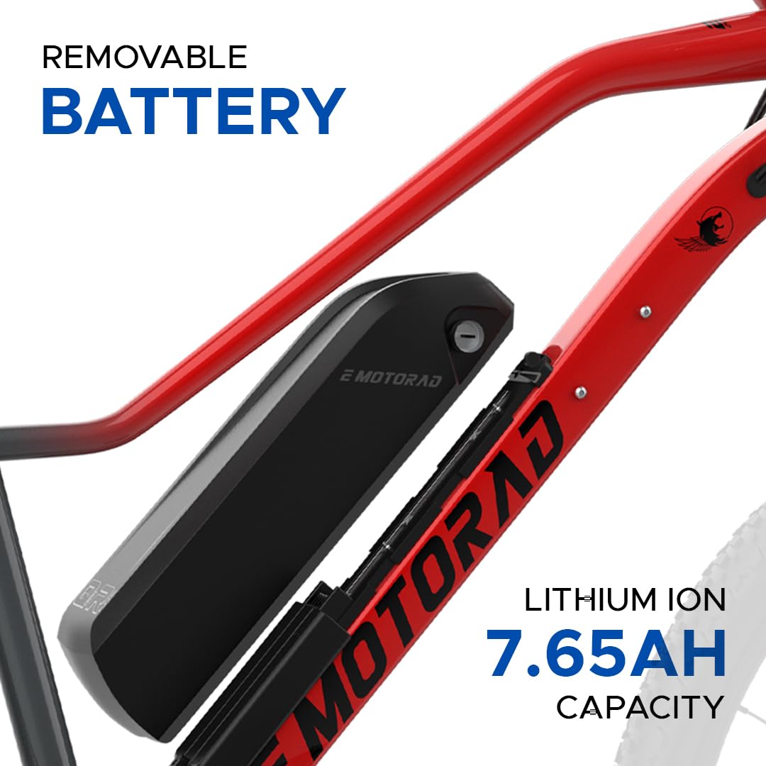 E Motorad X2 27.5T Electric Cycle (Furious Red, 7.65Ah)