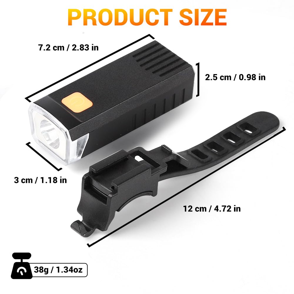 VICTGOAL Cycle Light Type-C Rechargeable Front Light for Cycle Waterproof High Bright Anti-Glare Bicycle Light with 3 Lighting Modes for Night Riding (Black)