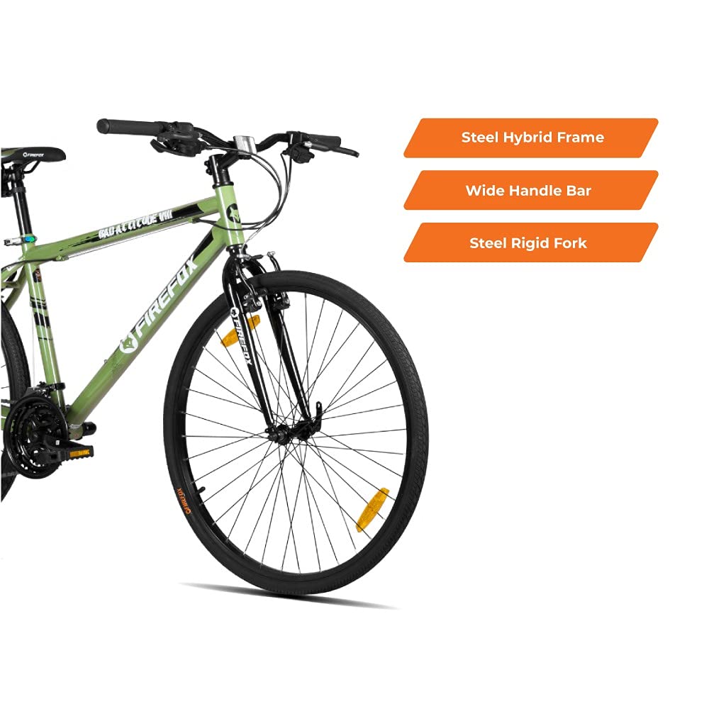 Firefox Bikes Unisex Bad Attitude 8-700C, 21 Speed City Bike I Frame Size: 19.5 inch Bicycle with First Service Available- Green, Black, L - 98% Assembled Cycle