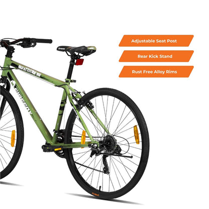 Firefox Bikes Unisex Bad Attitude 8-700C, 21 Speed City Bike I Frame Size: 19.5 inch Bicycle with First Service Available- Green, Black, L - 98% Assembled Cycle