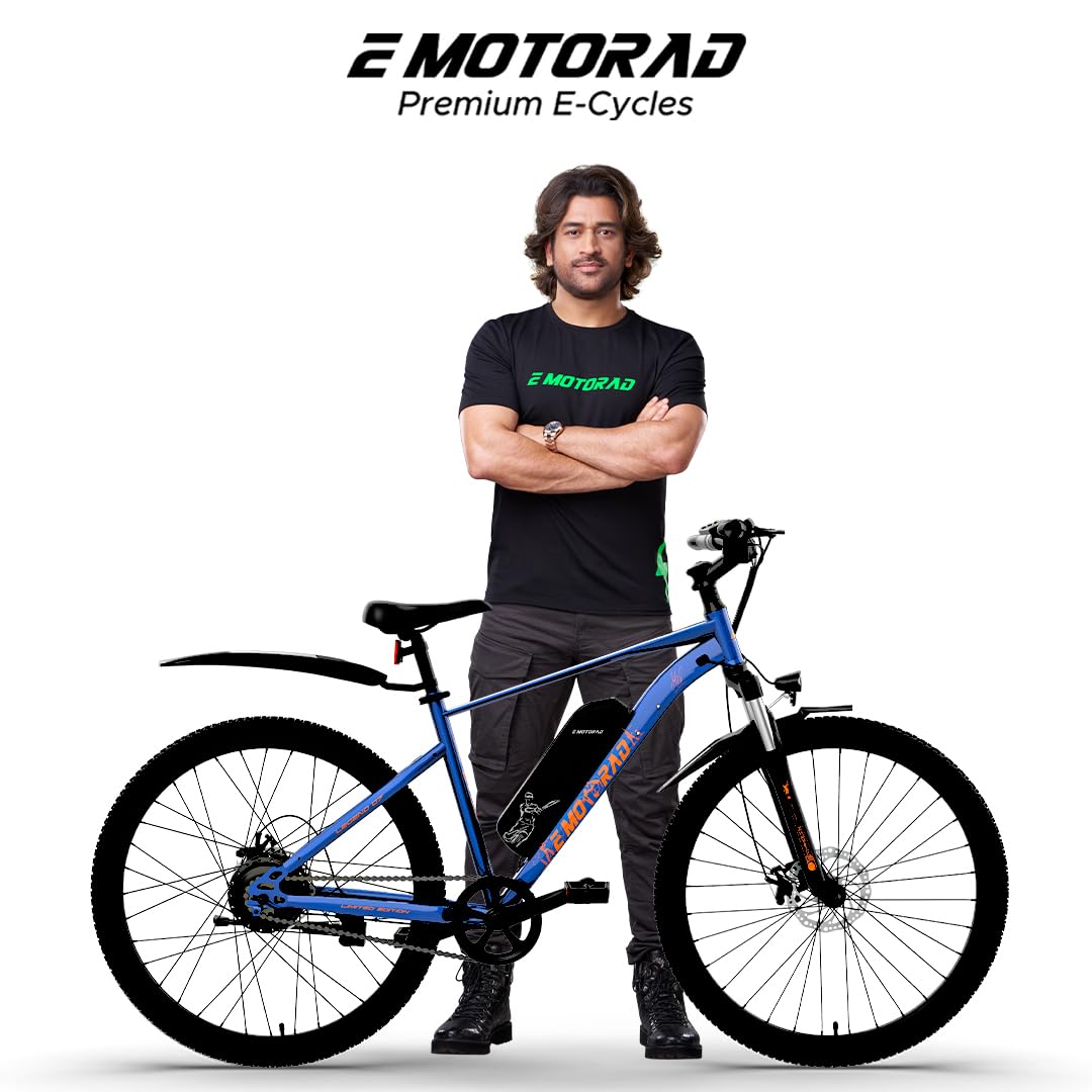 E MOTORAD - RIDE THE ELECTRIC REVOLUTION Legend 07 MSD Edition Unisex Electric Cycle, 90% Assembled(18 Inch Frame, 7.65Ah Li-Ion Removable Battery, Front Suspension LCD Display, 250W Motor Bleed Blue)
