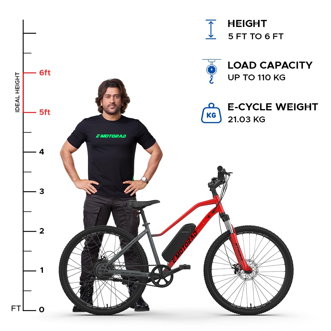 E Motorad X2 27.5T Electric Cycle (Furious Red, 7.65Ah)
