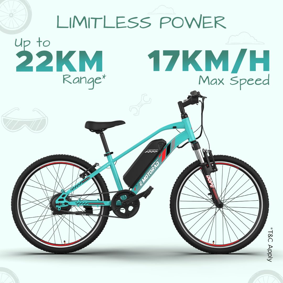 EMotorad Dope Kids ElectricCycle with 5.2Ah Li-Ion Remove Battery|High Tensile Steel 24 inches Single Speed Lithium-ion (Li-ion) Electric Cycle