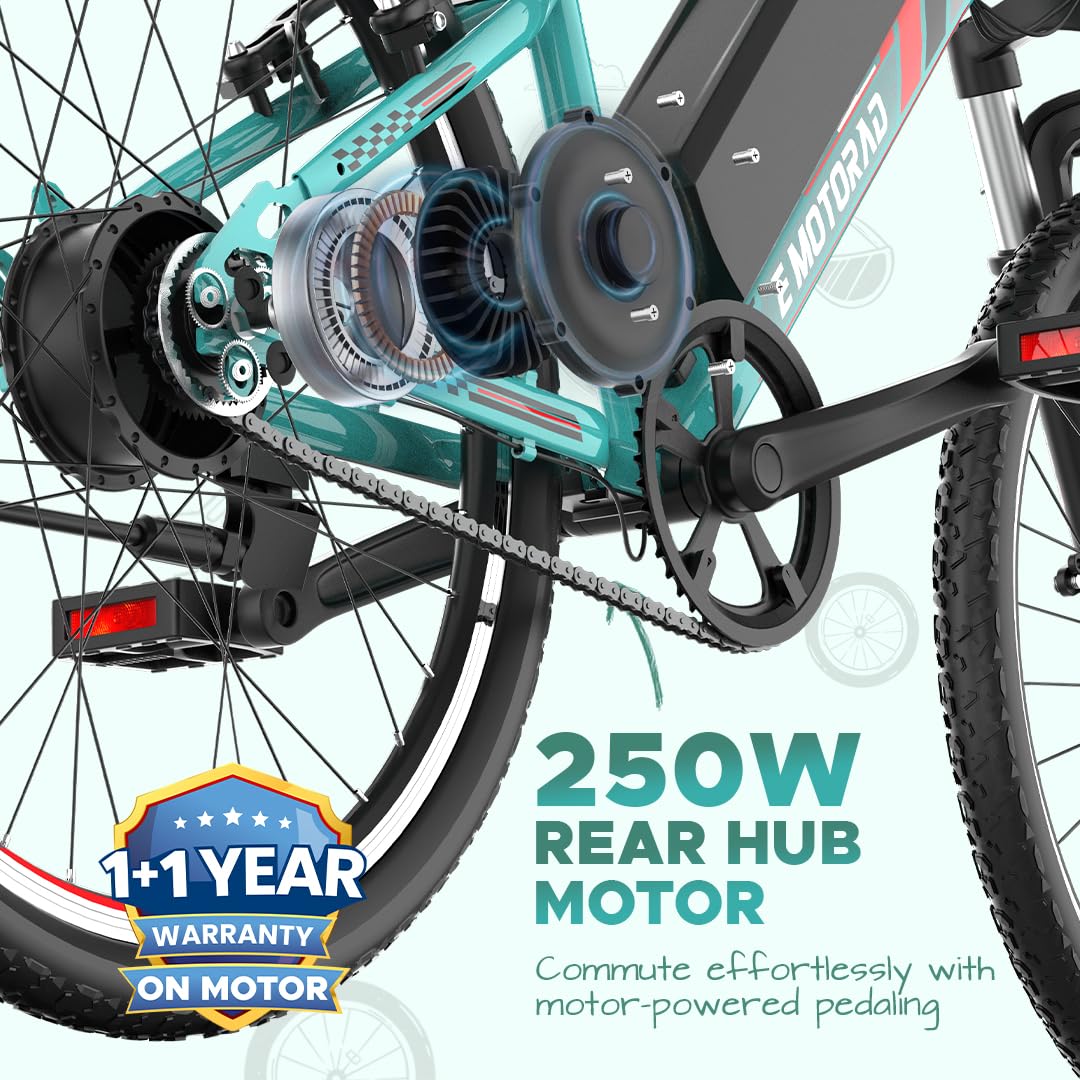 EMotorad Dope Kids ElectricCycle with 5.2Ah Li-Ion Remove Battery|High Tensile Steel 24 inches Single Speed Lithium-ion (Li-ion) Electric Cycle
