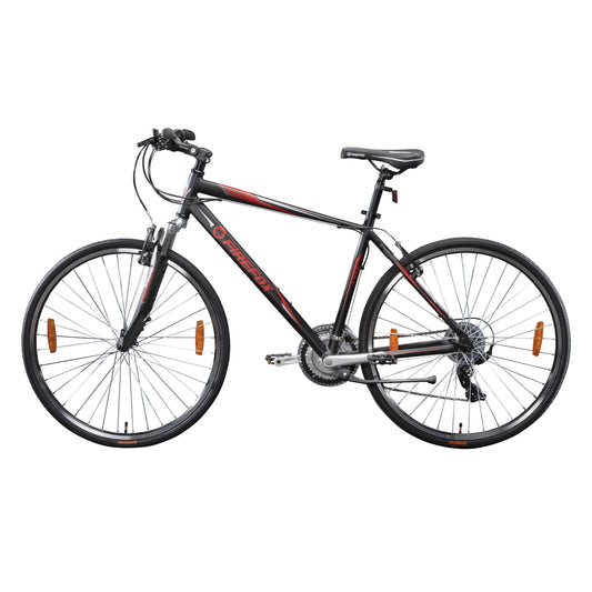 FIREFOX Road Runner Pro V 700C Hybrid Cycle/City Bike | 21 Speed | 18 Inch Frame | Ideal for Mens | 98% Assembled Cycle (Black)