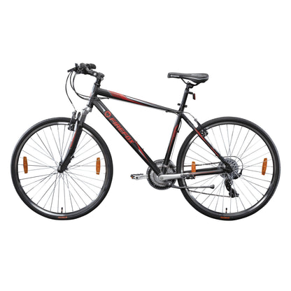 FIREFOX Road Runner Pro V 700C Hybrid Cycle/City Bike | 21 Speed | 19.5 Inch Frame | Ideal for Mens | 98% Assembled Cycle (Black)