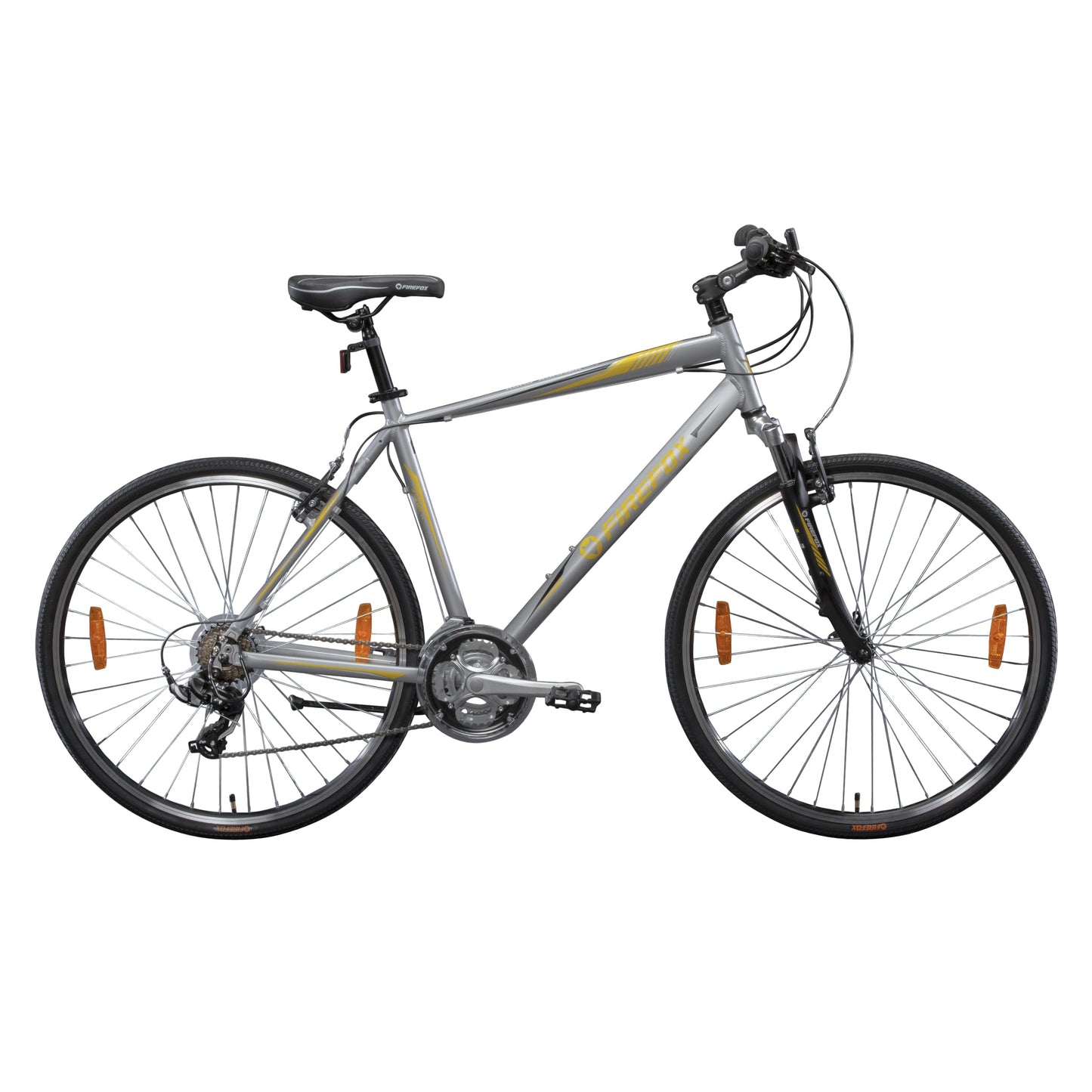 FIREFOX Road Runner Pro V 700C Hybrid Cycle/City Bike | 21 Speed | 18 Inch Frame | Ideal for Mens | 98% Assembled Cycle (Silver)