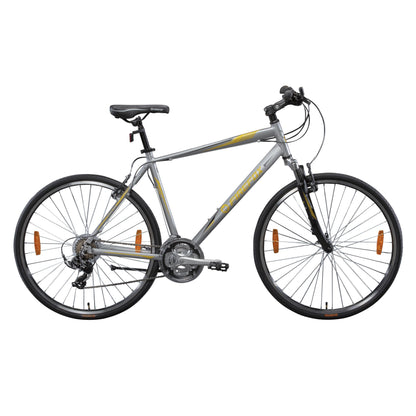 FIREFOX Road Runner Pro V 700C Hybrid Cycle/City Bike | 21 Speed | 19.5 Inch Frame | Ideal for Mens | 98% Assembled Cycle (Silver)