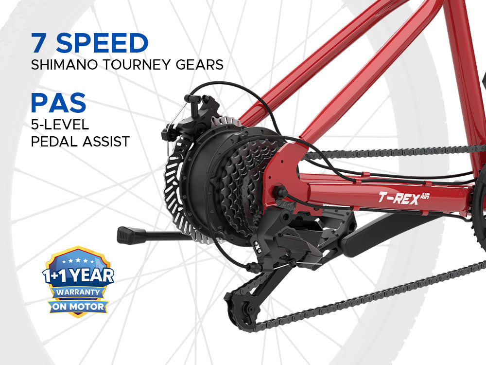 29T EMotorad T-Rex Air Electric Cycle – 250W Motor, 7 Speed Shimano Gears, Front Suspension