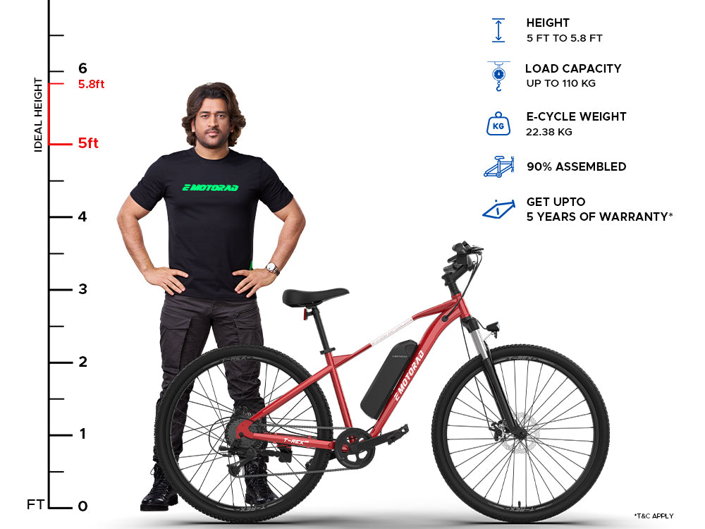 29T EMotorad T-Rex Air Electric Cycle – 250W Motor, 7 Speed Shimano Gears, Front Suspension