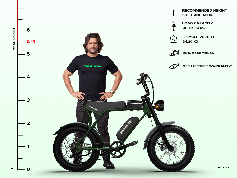 EMotorad Ranger Electric Cycle | 75KM Range Fat Tyre E-Bike