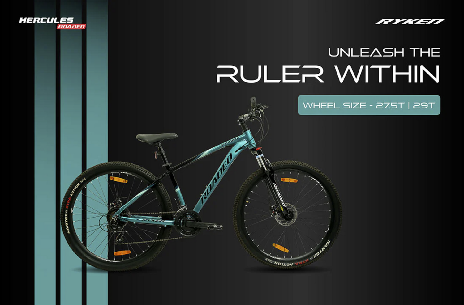 Hercules Roadeo Ryken premium mountain bike built for trail riding and fitness cycling