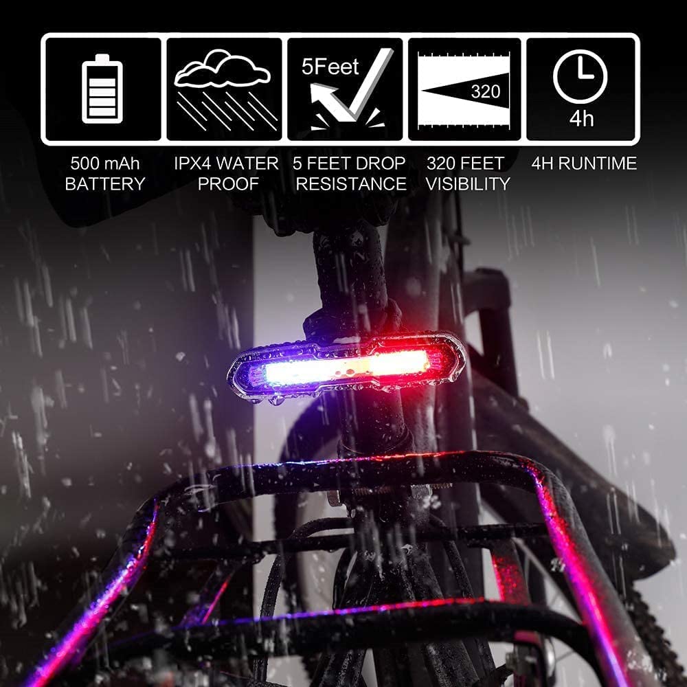 Bicycle light with specifications on a dark background