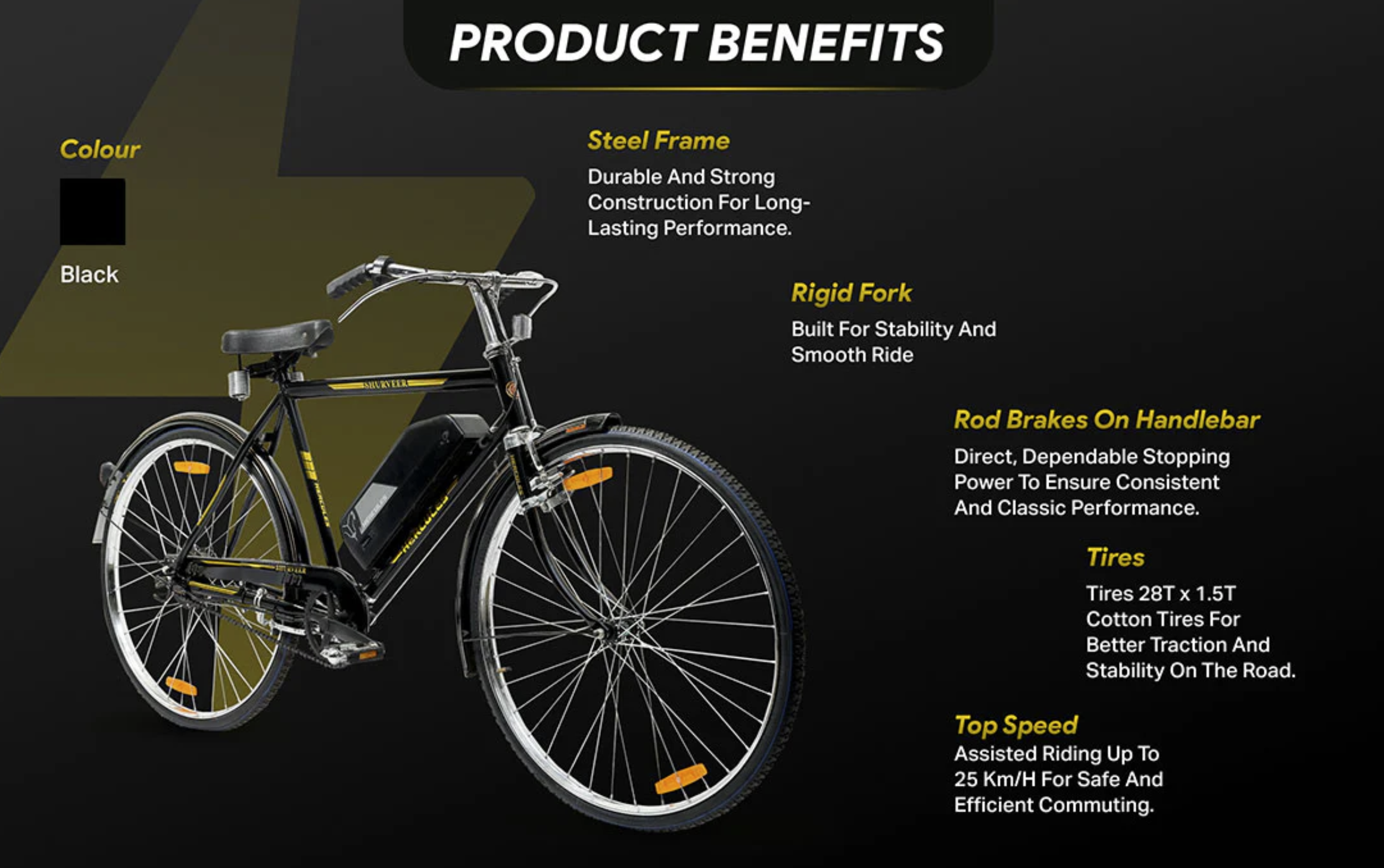 buy electric bicycle in india 22" Desi Electric Cycle | 250W Hub Motor | 3 Battery Variants
