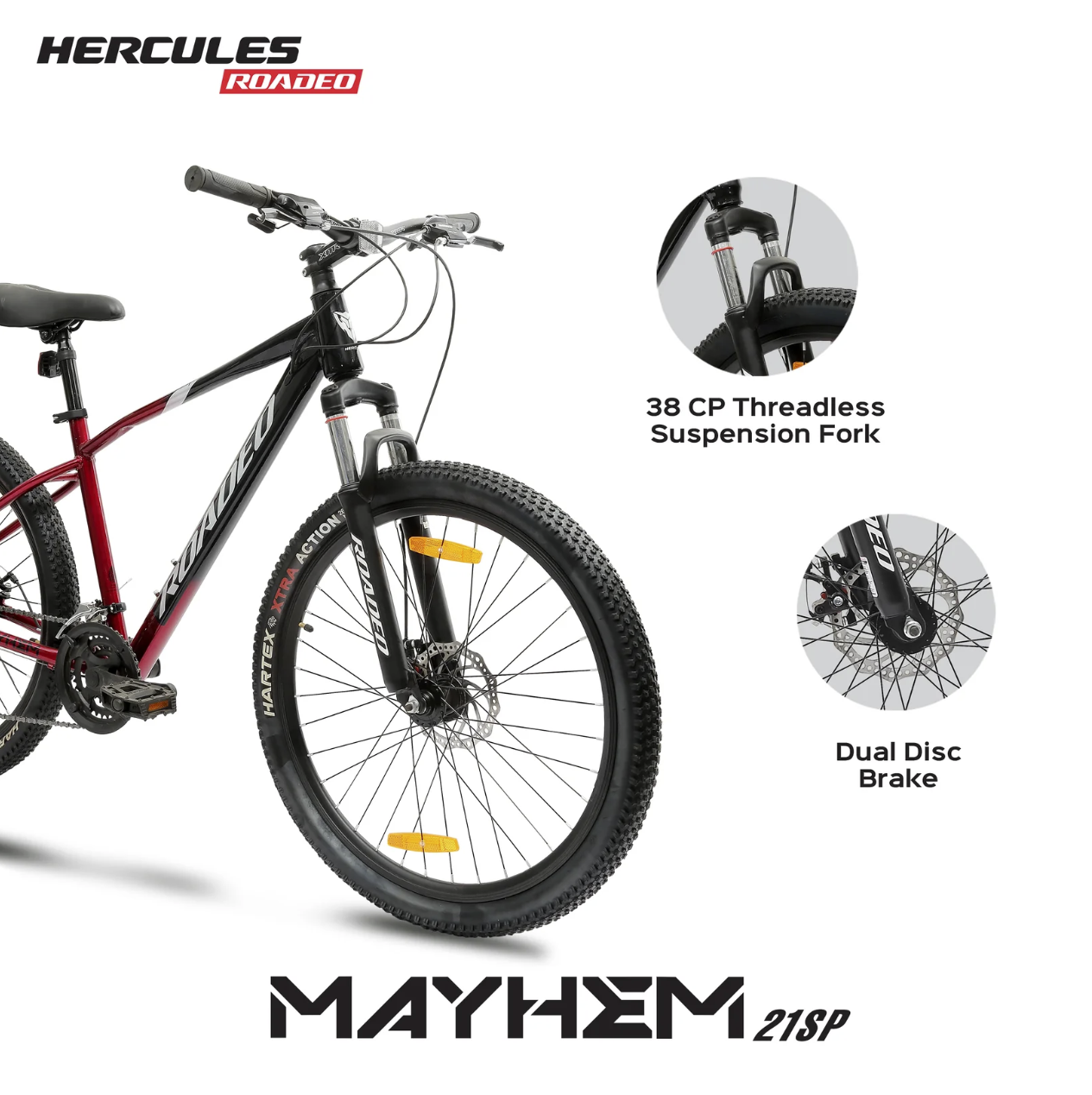 29T Hercules Roadeo Mayhem MTB Cycle | 21 Speed Shimano Gears | Dual Disc Brakes