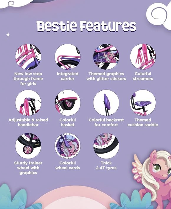 BSA Bestie Bicycle for Kids | Girls Cycle with Basket & Chain Cover