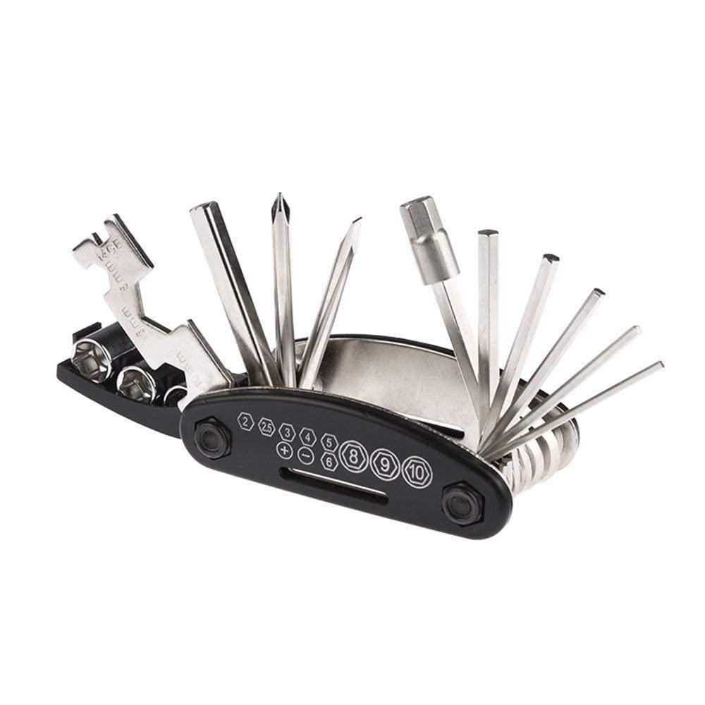 Allen key tool kit open fan view showing all 16 bicycle repair tools