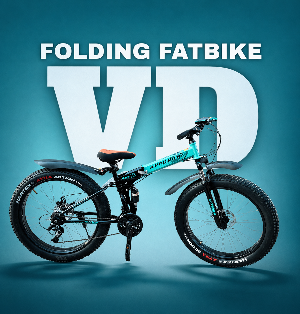 Appgrow folding fat bike cycle with fat tyres disc brake suspension bicycle India