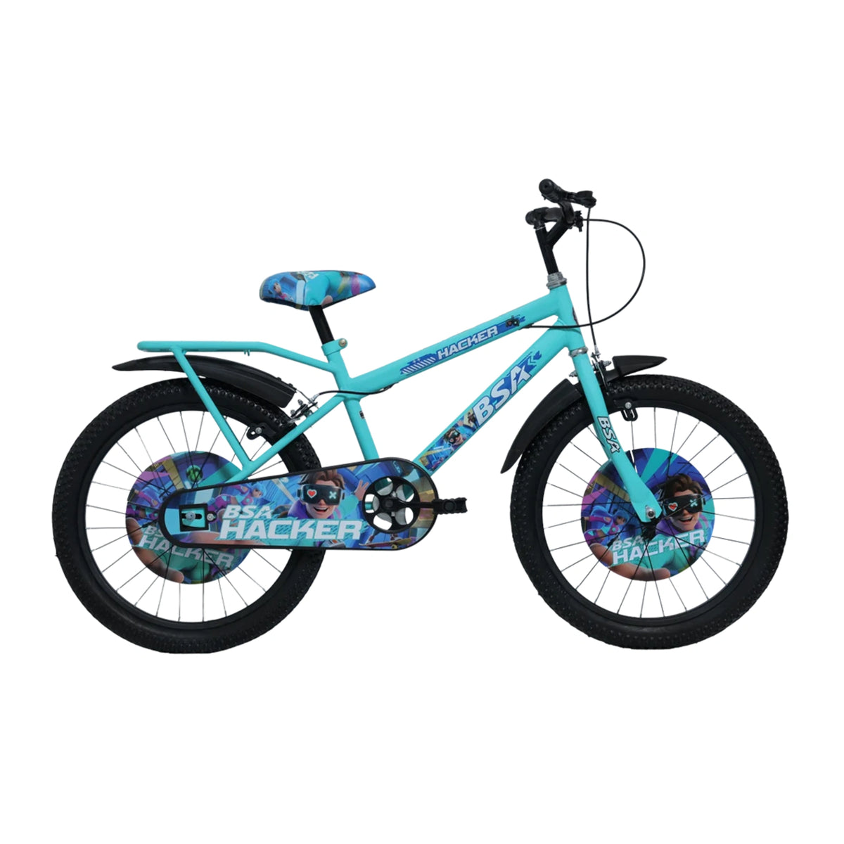 BSA Hacker kids bicycle with full chain cover and trainer wheels