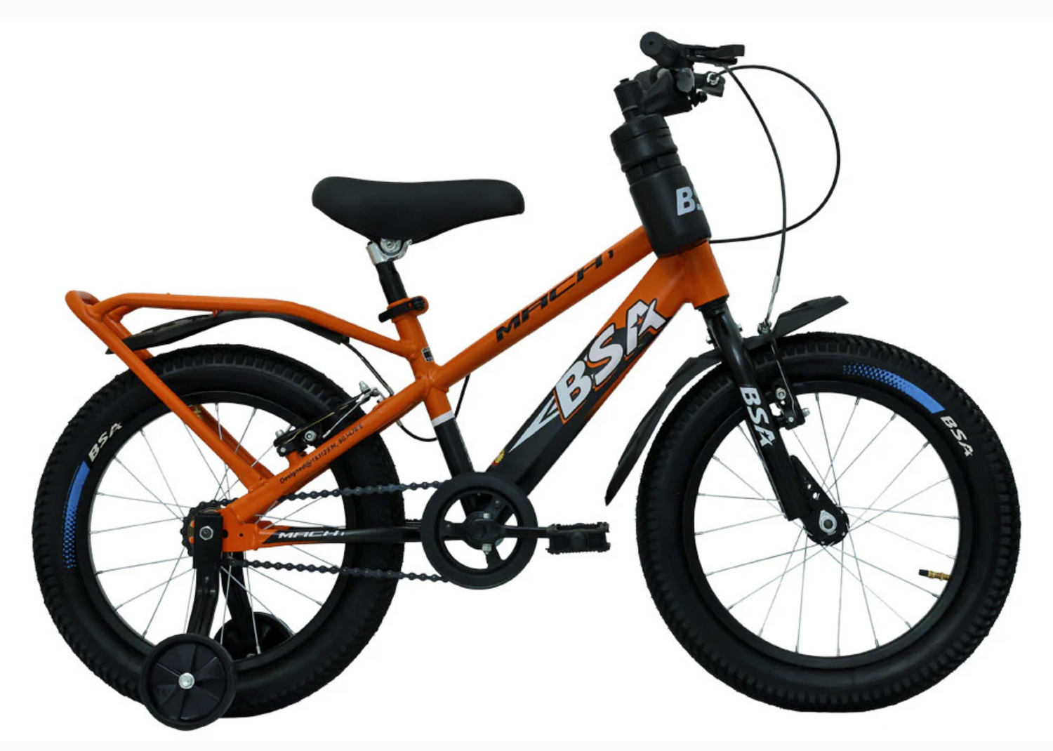 BSA Mach 1 Orange Kids Cycle with Steel Frame, Single Speed and Power Brakes