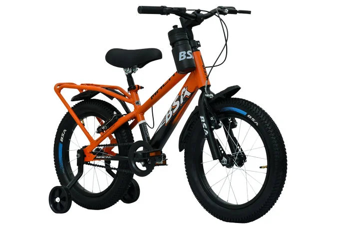 BSA Mach 1 Orange Kids Cycle with Training Wheels, Steel Frame and Single Speed