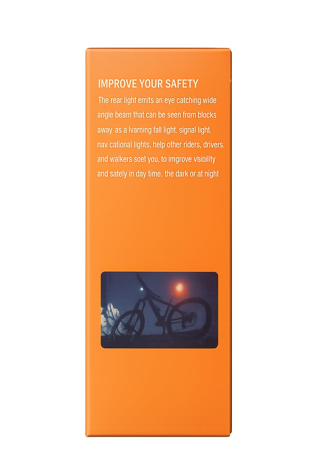 Cycle rear police light packaging showing wide angle beam visibility for night riding safety

