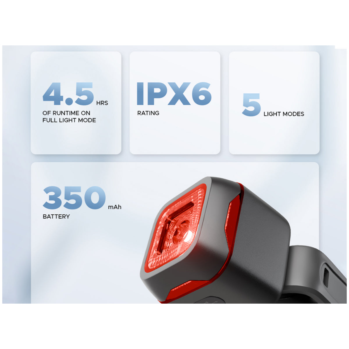 EMotorad FlashTrail cycle tail light with 350mAh battery IPX6 and 5 light modes