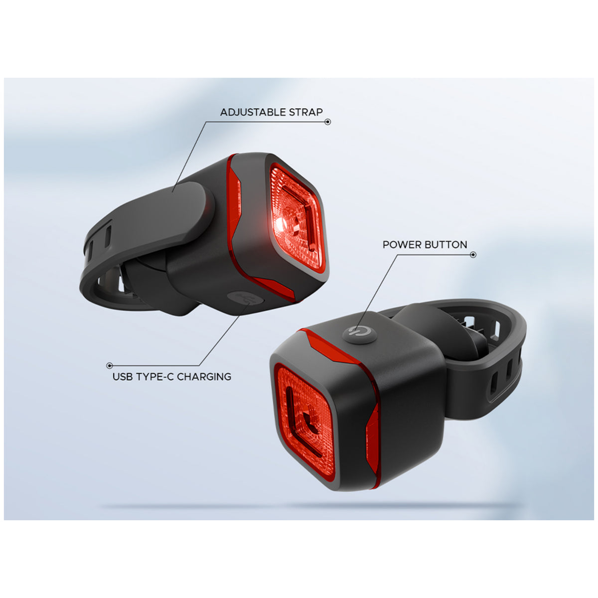 EMotorad FlashTrail cycle tail light with adjustable strap and USB-C charging