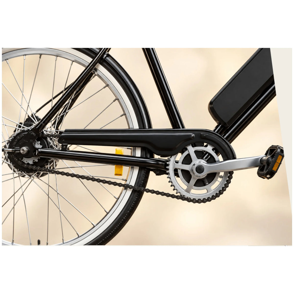 EMotorad Heritage Desi electric cycle single-speed drivetrain and crankset