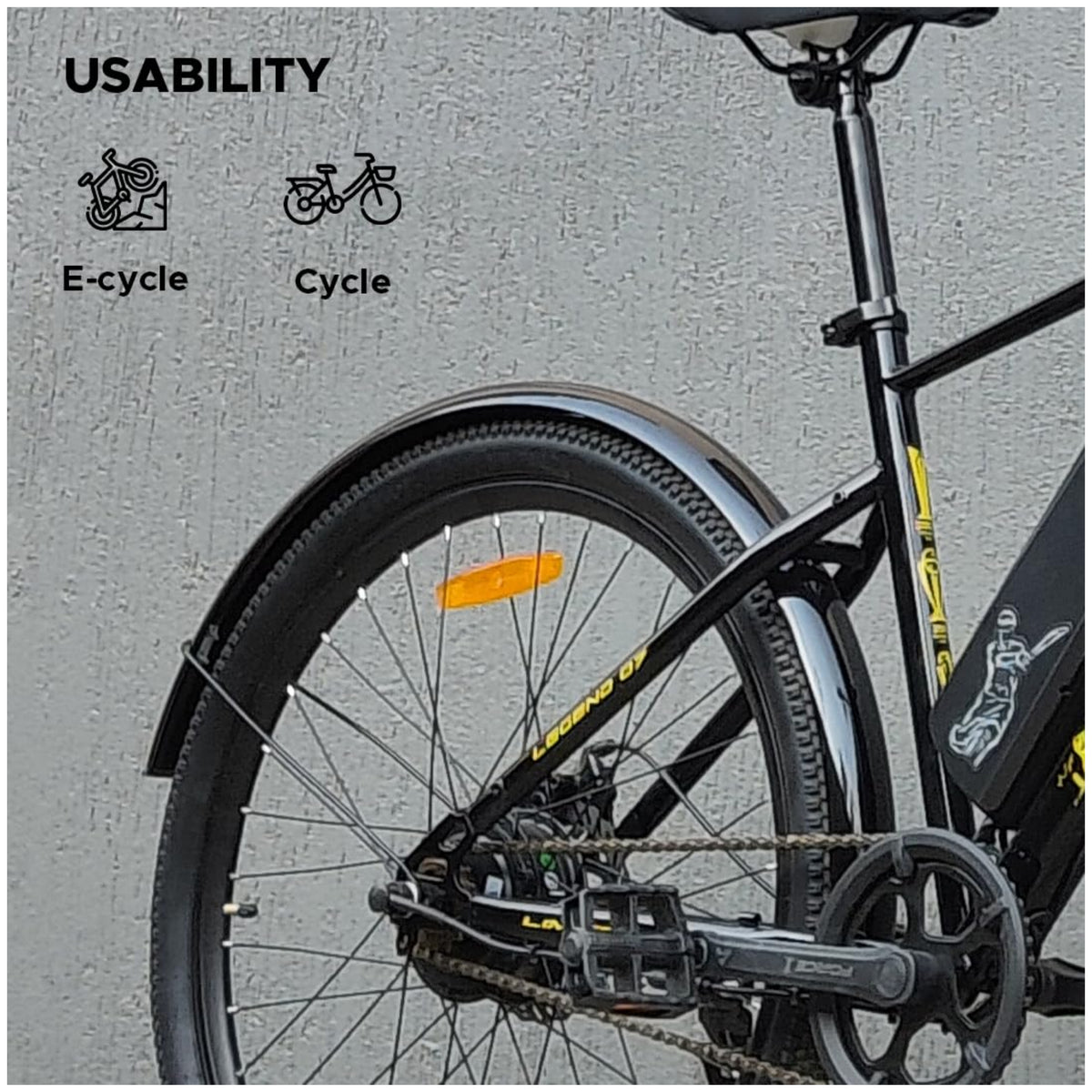 EMotorad metal mudguard installed on cycle and electric bicycle