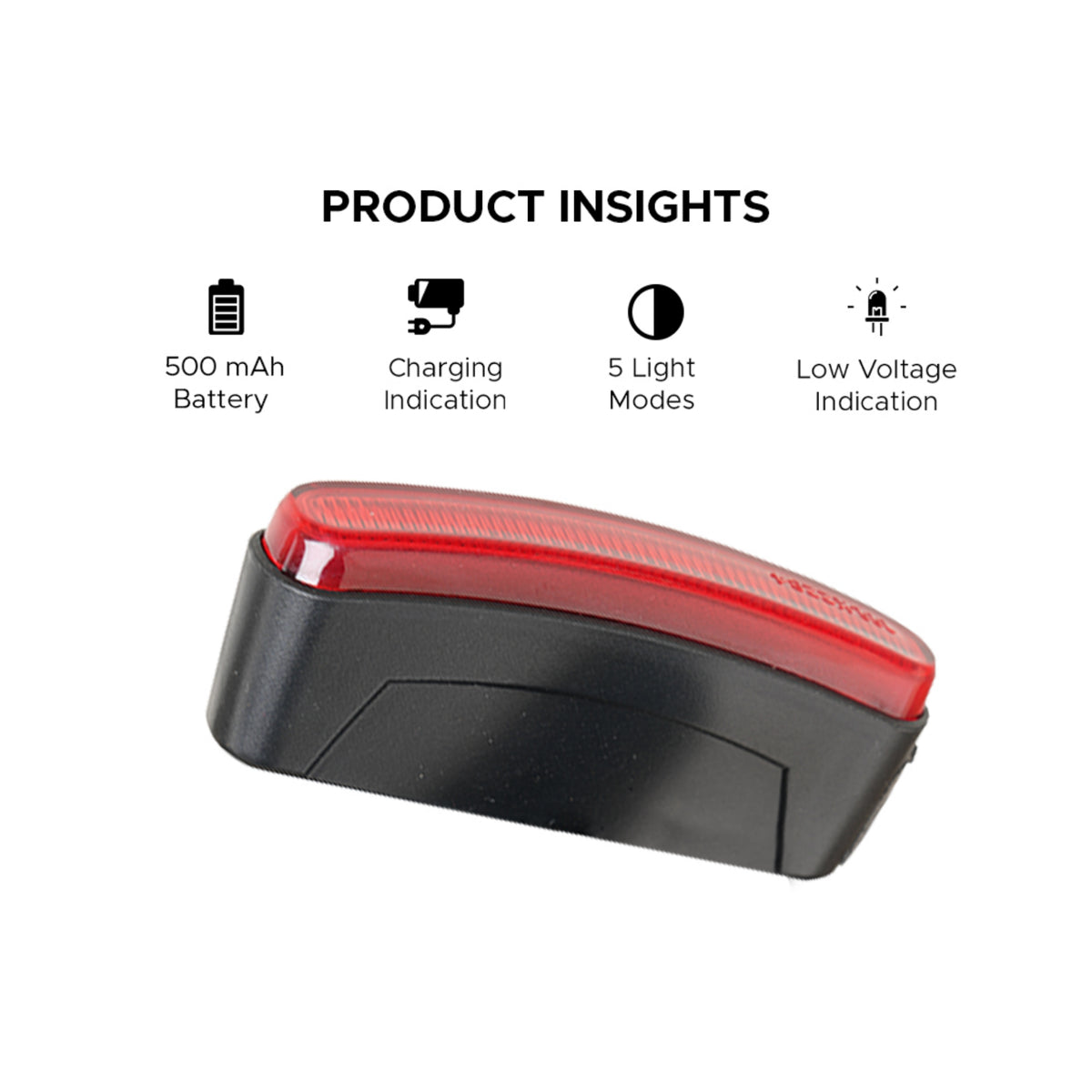 EMotorad RadLite 500mAh rear bicycle light with 5 light modes