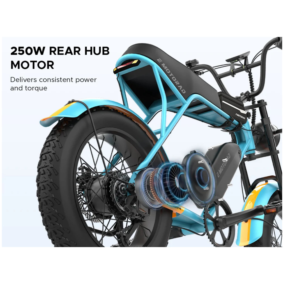 EMotorad Ranger blue electric bike 250W rear hub motor