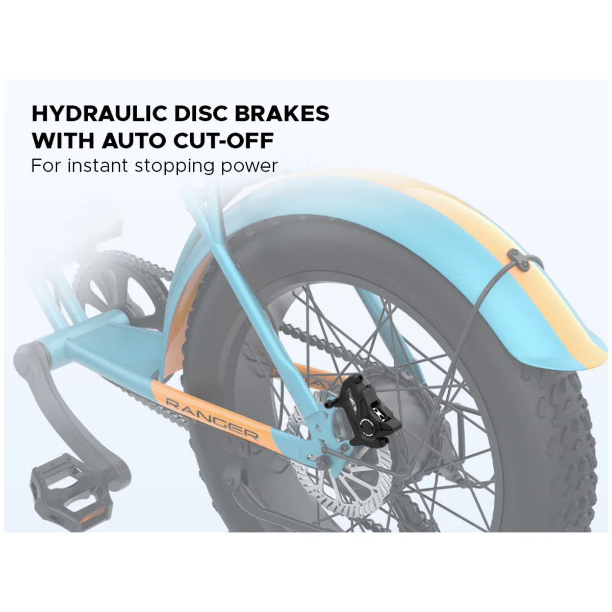EMotorad Ranger blue electric bike hydraulic disc brakes
