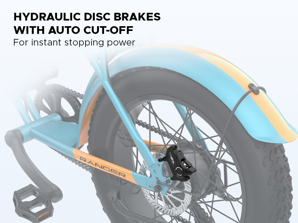 EMotorad Ranger hydraulic disc brakes electric cycle safety