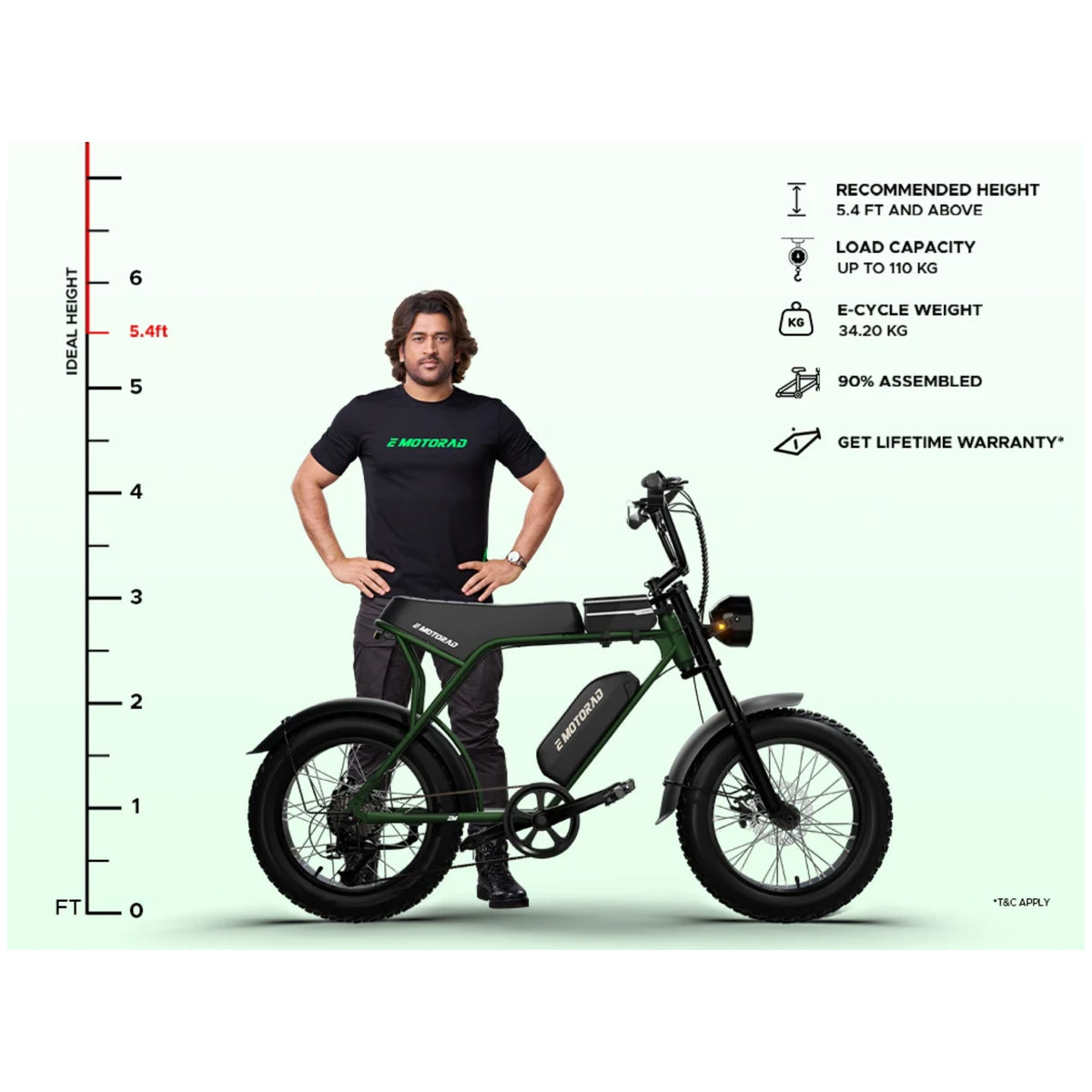 EMotorad Ranger electric cycle height and rider guide